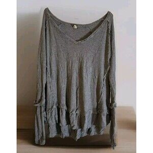 We The Free Oversized Long Sleeve Waffle Knit Top Womens Medium M Thumb Holes!